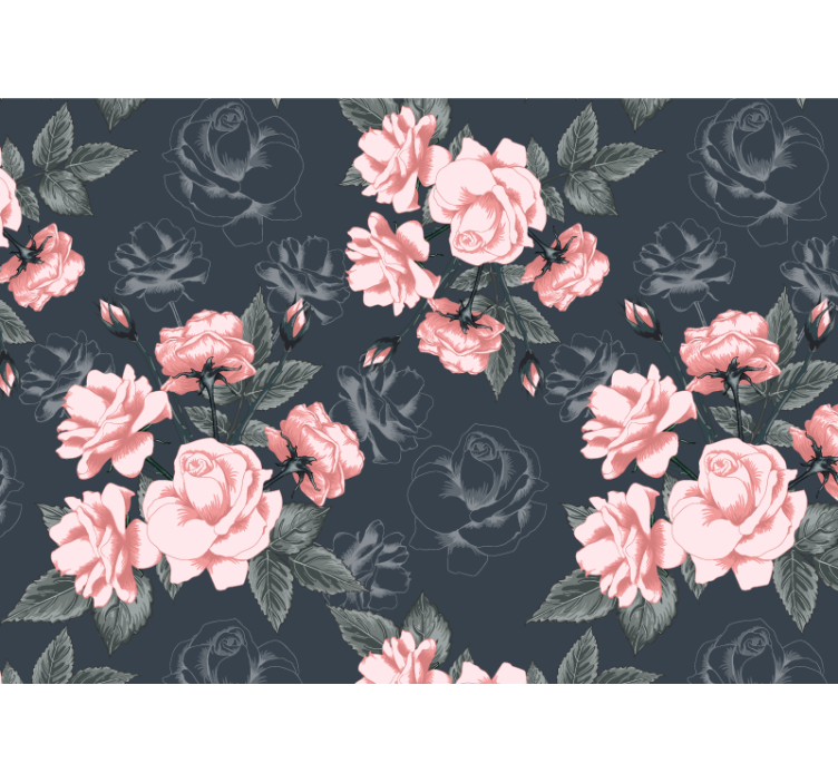 Vintage white and pink roses rose wall mural - TenStickers