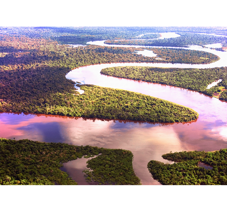 Winding river landscape landscape mural - TenStickers