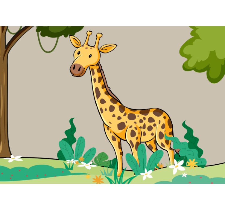 Animal mural playful giraffe scene - TenStickers