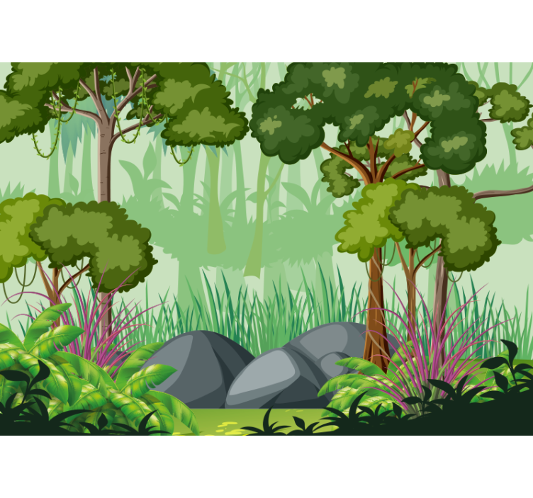 Jungle wall mural vibrant foliage landscape - TenStickers