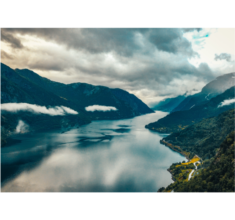 Landscape mural mountain lake reflection - TenStickers