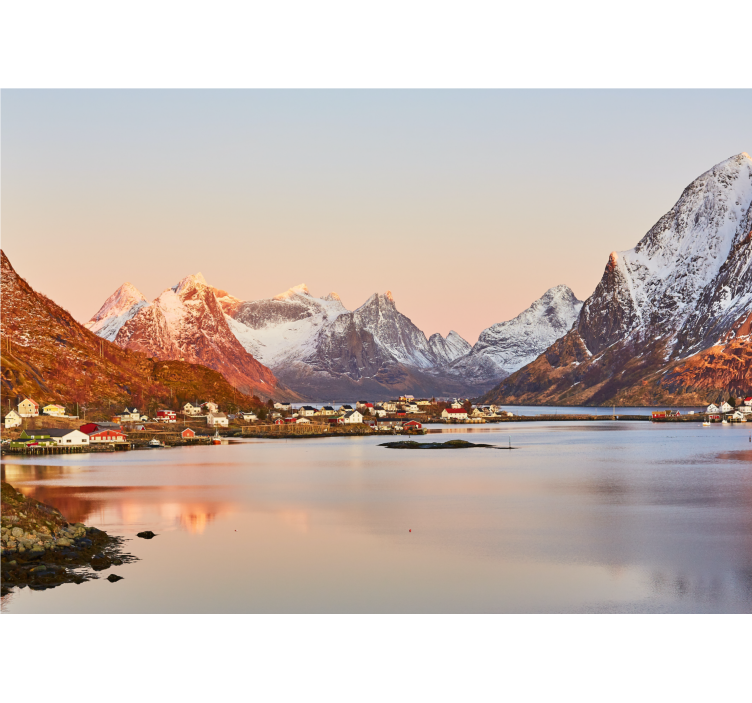 Landscape mural mountainous seaside serenity - TenStickers