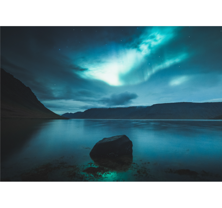 Landscape mural aurora above tranquil lake - TenStickers