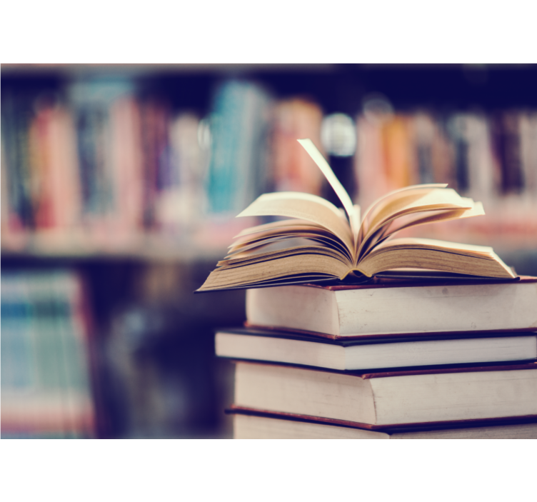 Painting mural open book stack - TenStickers