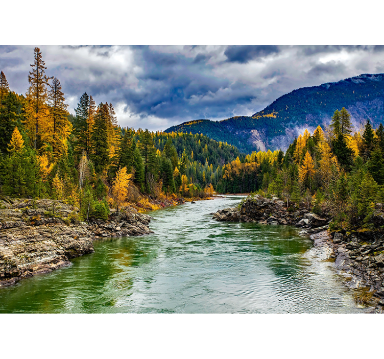 Landscape mural scenic mountain river - TenStickers