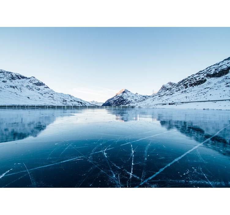 Mountain wall mural frozen lake peaks - TenStickers