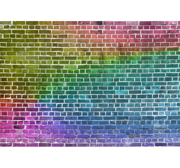 Rainbow brick pattern texture wall mural - TenStickers