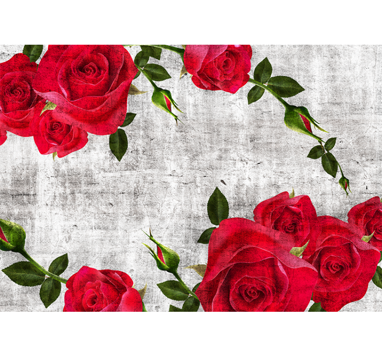 Flower mural red rose arrangement - TenStickers