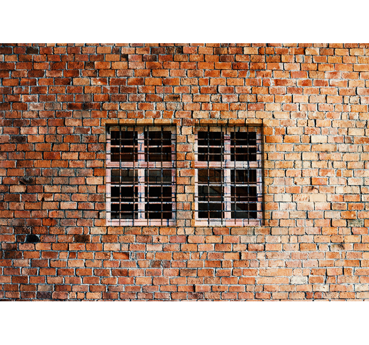 Brick wall mural rustic brick windows - TenStickers