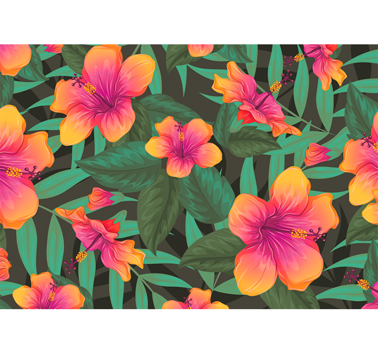 Vibrant hibiscus blooms flower mural - TenStickers