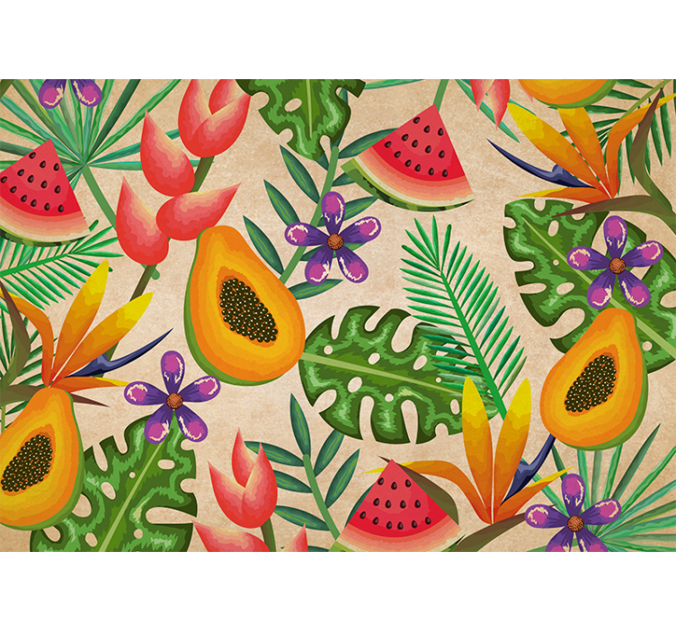 Flower mural tropical fruit designs - TenStickers