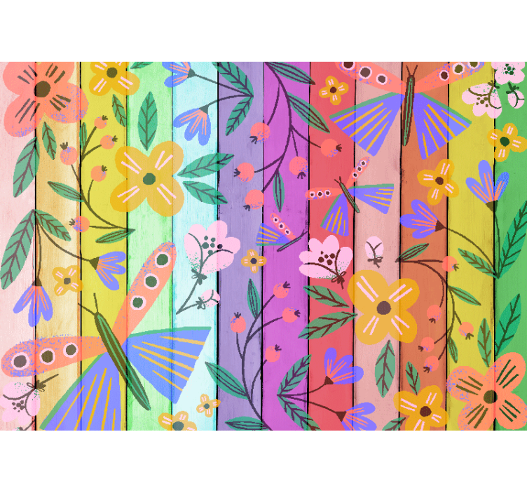Flower mural with lively botanical designs - TenStickers