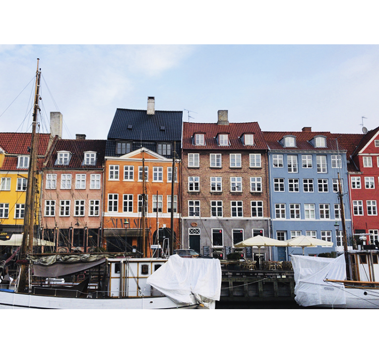Copenhagen canal view city wall mural - TenStickers
