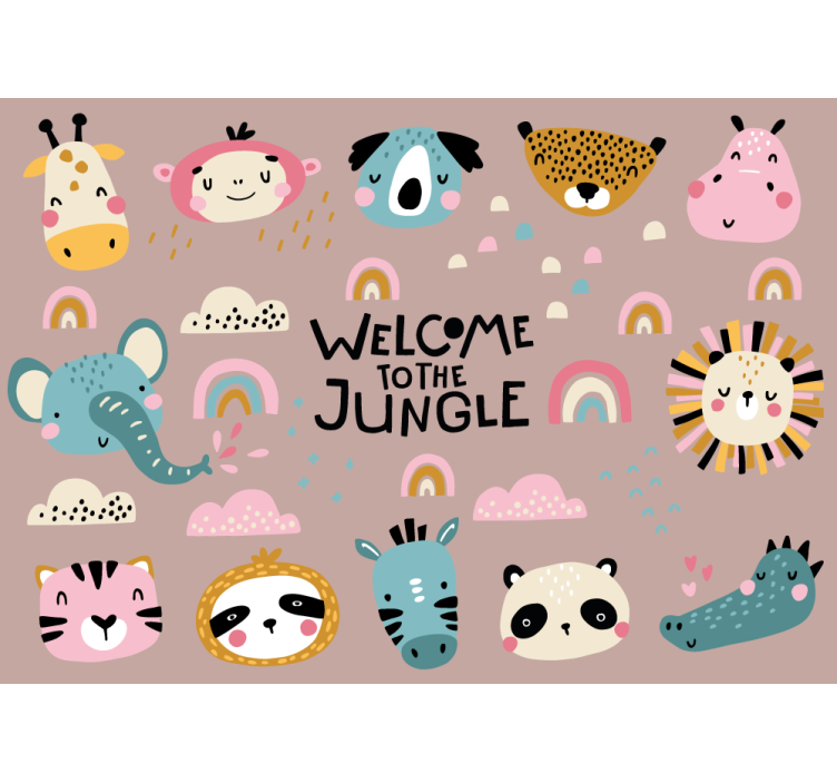 Cute jungle animals animal mural - TenStickers