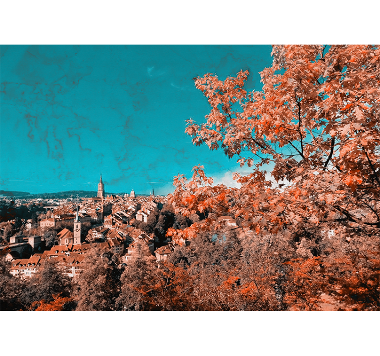 Landscape mural vibrant autumn scenery - TenStickers