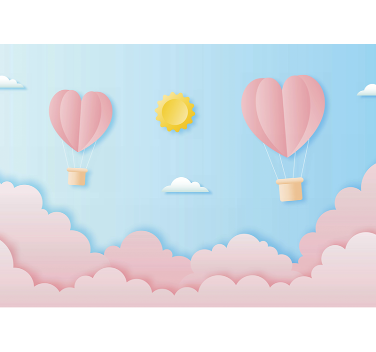 Romantic wall mural heart shaped balloons - TenStickers