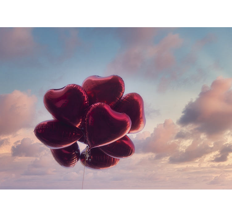 Romantic wall mural with heart-shaped balloons - TenStickers