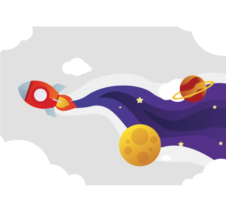 Fantasy wall mural spaceship and celestial bodies - TenStickers