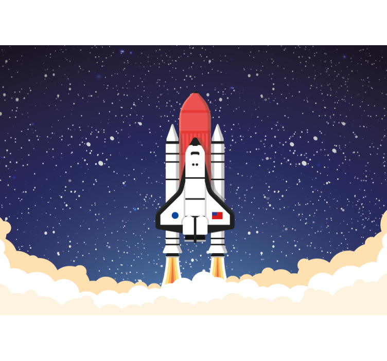 Cartoon rocket launching to space wall Murals - TenStickers