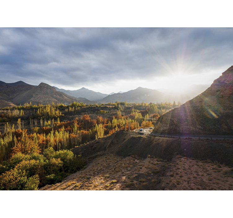 Landscape mural mountainous autumn view - TenStickers