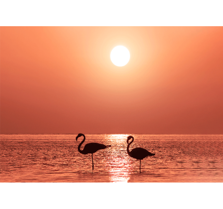 Animal mural flamingo sunset scene - TenStickers
