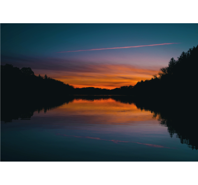 Landscape mural serene lake sunset - TenStickers