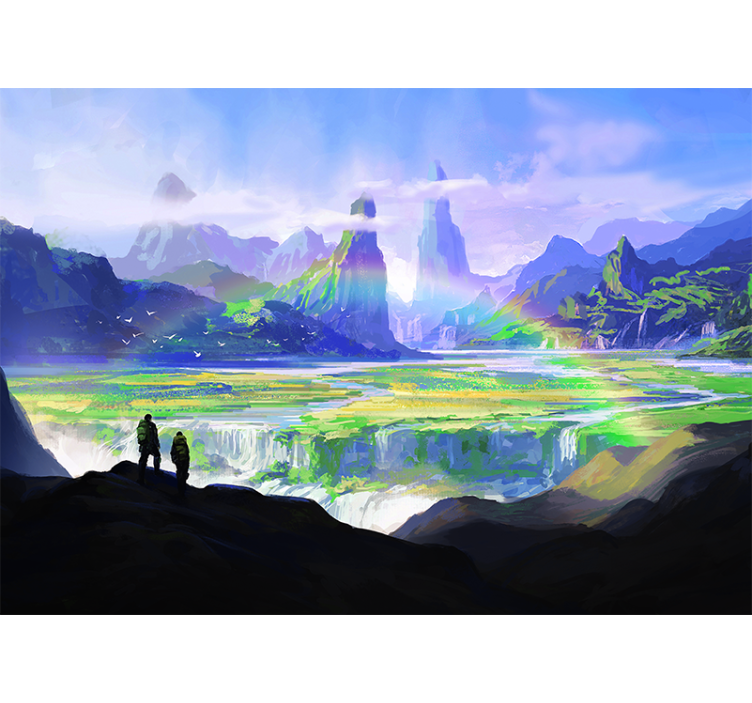 Landscape mural mountainous nature scene - TenStickers