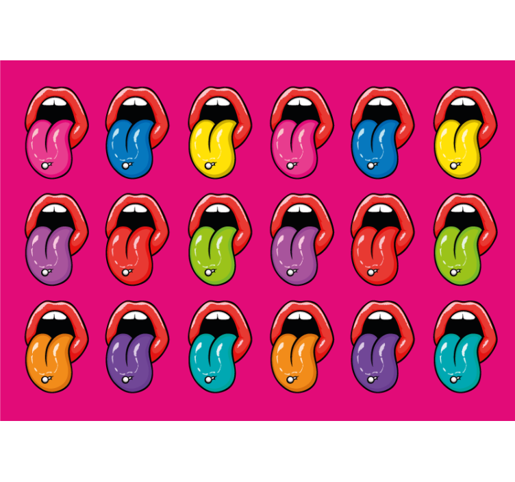 Urban wall mural colorful tongue expressions - TenStickers
