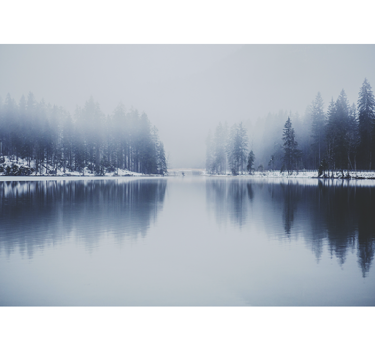 Nature wall mural serene lakeside landscape - TenStickers