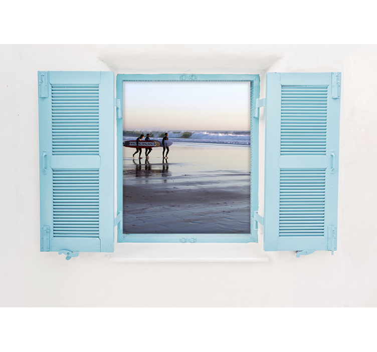 City wall mural beach surfing scene - TenStickers