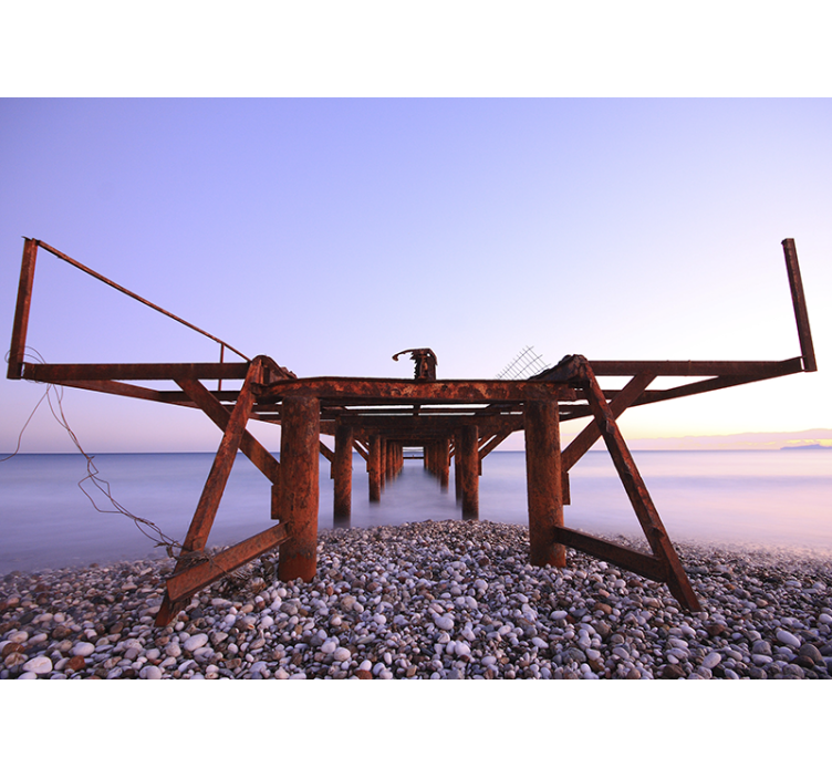 Landscape mural rustic pier sunset - TenStickers
