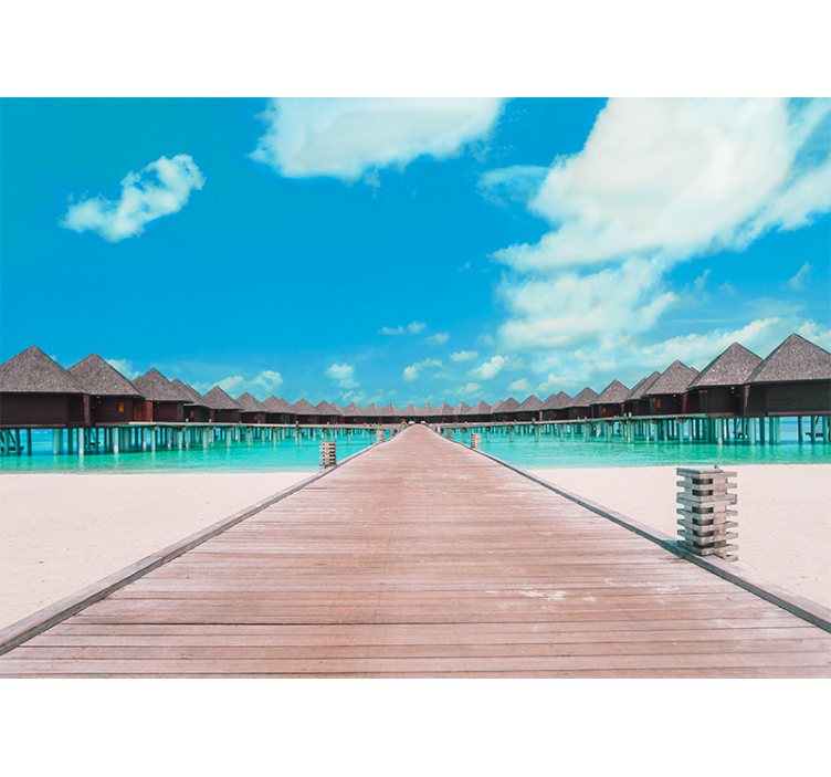 Landscape mural tropical dock pathway - TenStickers