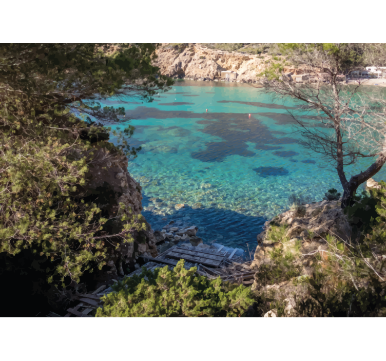 Nature wall mural serene coastal landscape - TenStickers