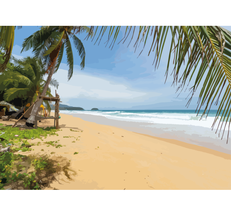 Landscape mural tropical shoreline view - TenStickers