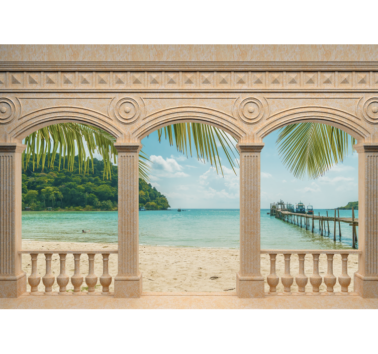 Landscape mural exotic shoreline view - TenStickers