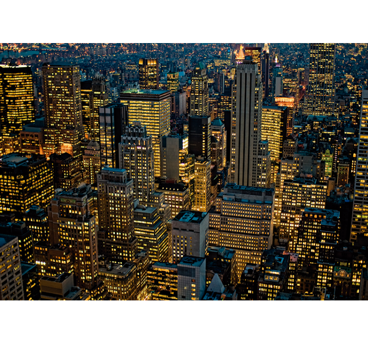 New york wall mural city skyline at night - TenStickers