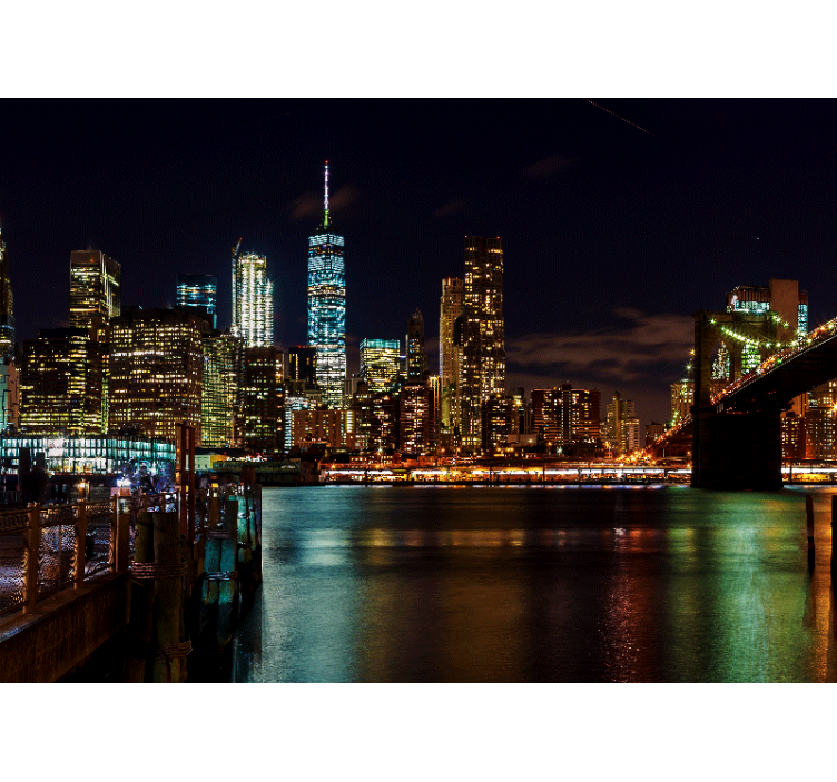 New york wall mural manhattan nightscape - TenStickers