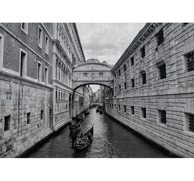 Grey Venice canal living room wall mural - TenStickers