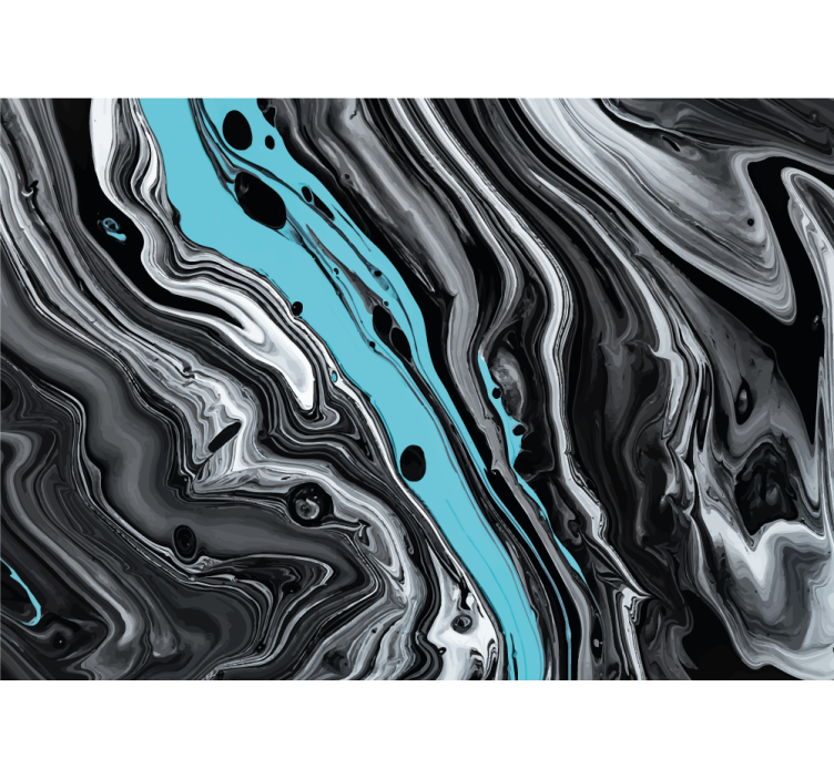 Abstract wall mural black and aqua flow - TenStickers