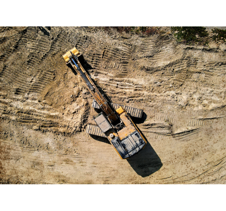 Vehicle wall mural excavator in action - TenStickers