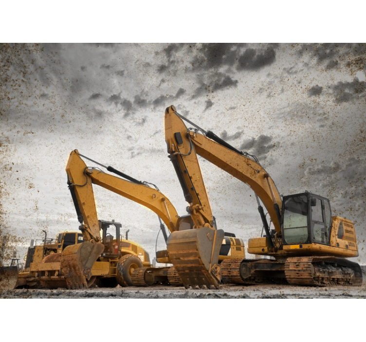 Vehicle wall mural construction equipment display - TenStickers