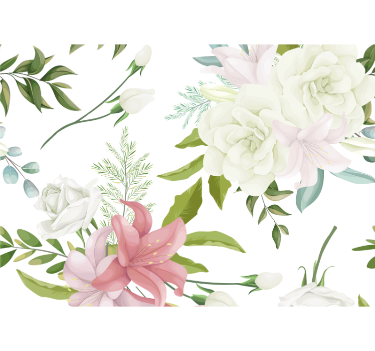 Flower mural graceful blossom arrangement - TenStickers