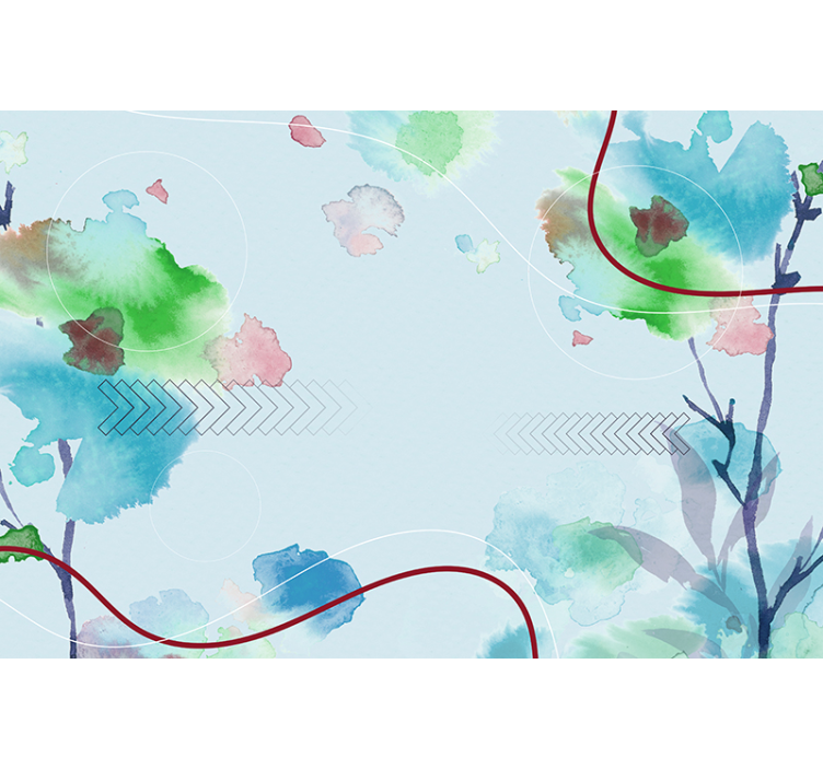 Nature wall mural soft watercolor greens - TenStickers