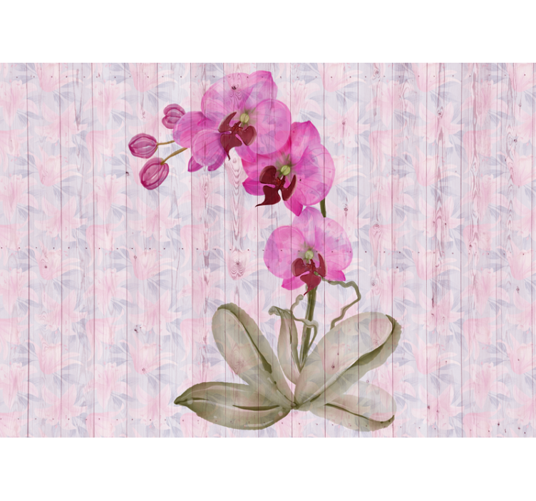 Flower mural pink orchid blooms - TenStickers