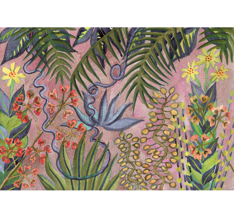 Colorful design with exotic plants Wall Mural - TenStickers