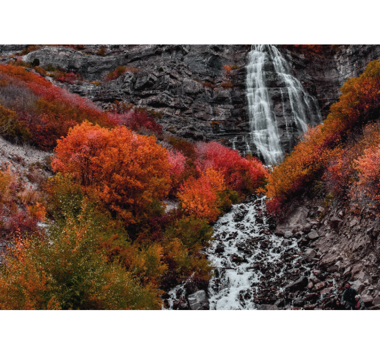Waterfall mural autumn waterfall scene - TenStickers