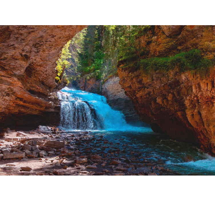 Secret Waterfall Cave Waterfall Wall Mural - TenStickers