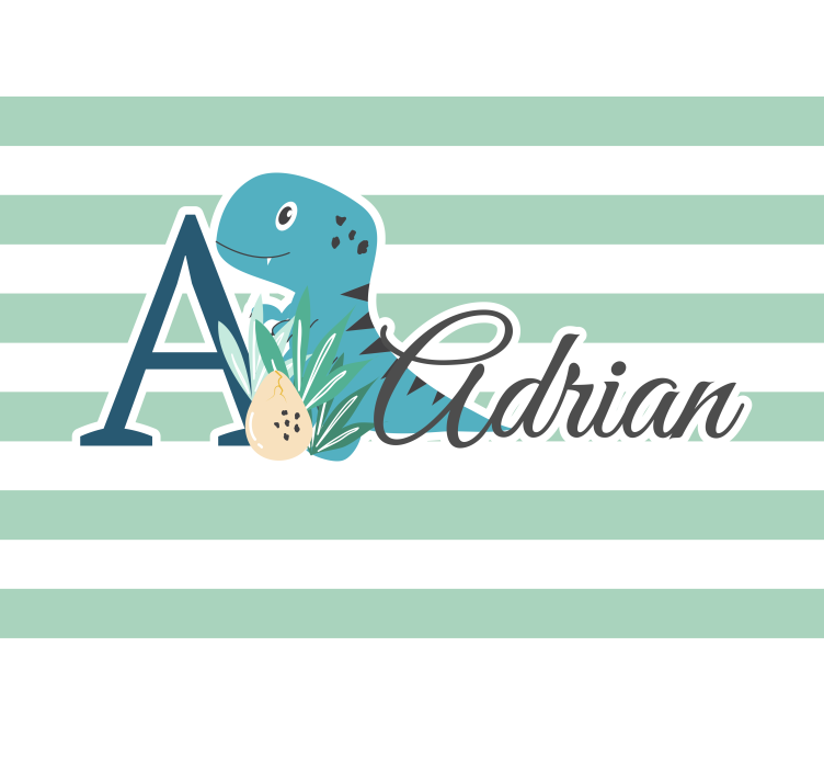 T-Rex with initial and name kids wall mural - TenStickers