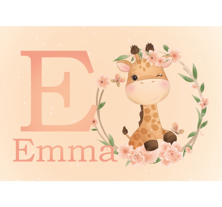 Cute giraffe for girl with name Nursery Mural - TenStickers