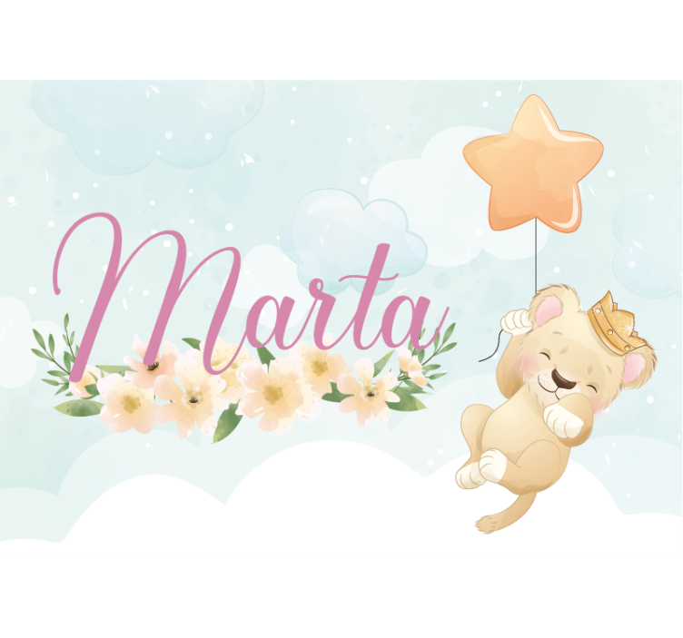 Kids wall mural cute lion with balloon - TenStickers